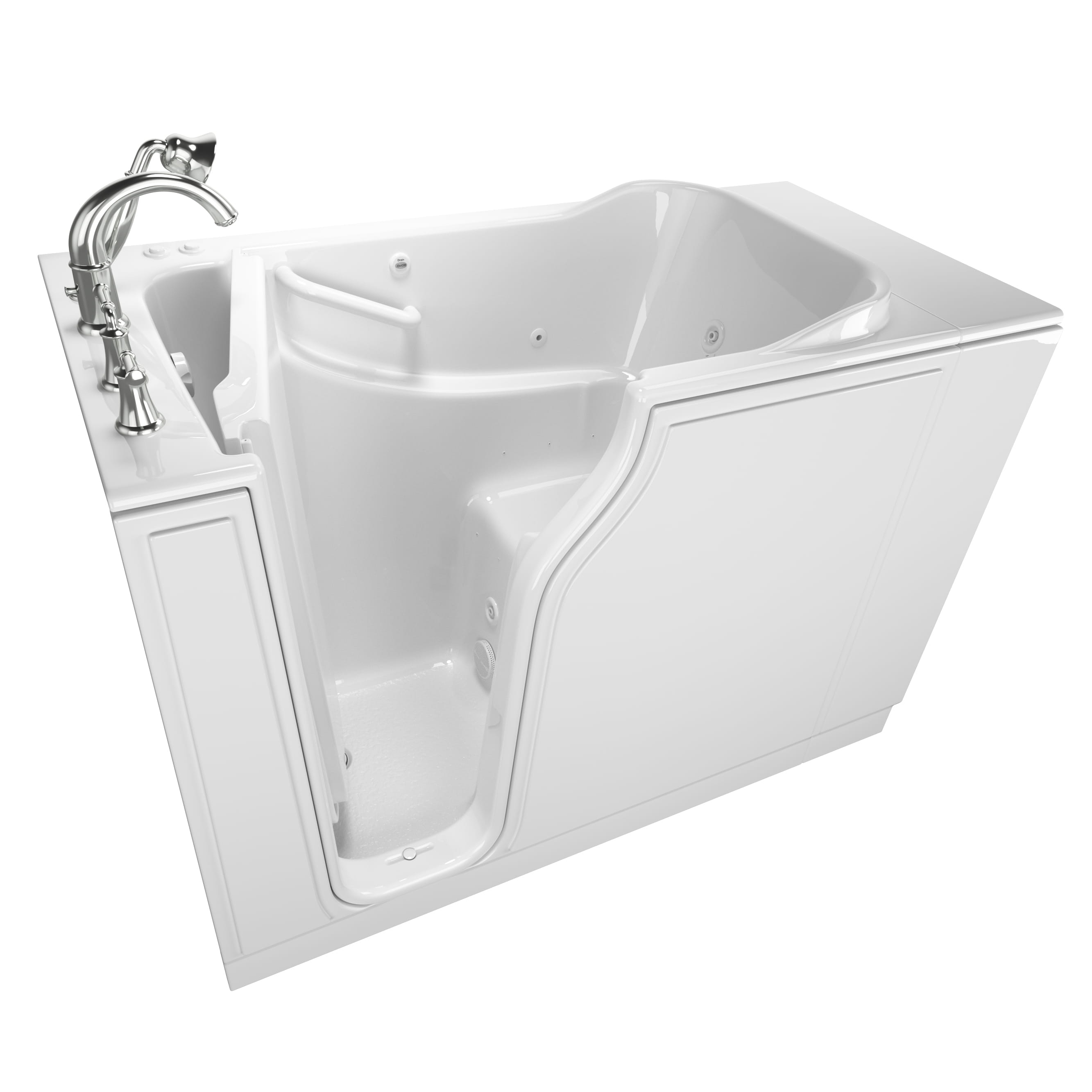 Gelcoat Value Series 30x52 Inch Walk In Bathtub with Combination Air Spa system and Whirlpool Massage System   Left Hand Door and Drain WIB WHITE